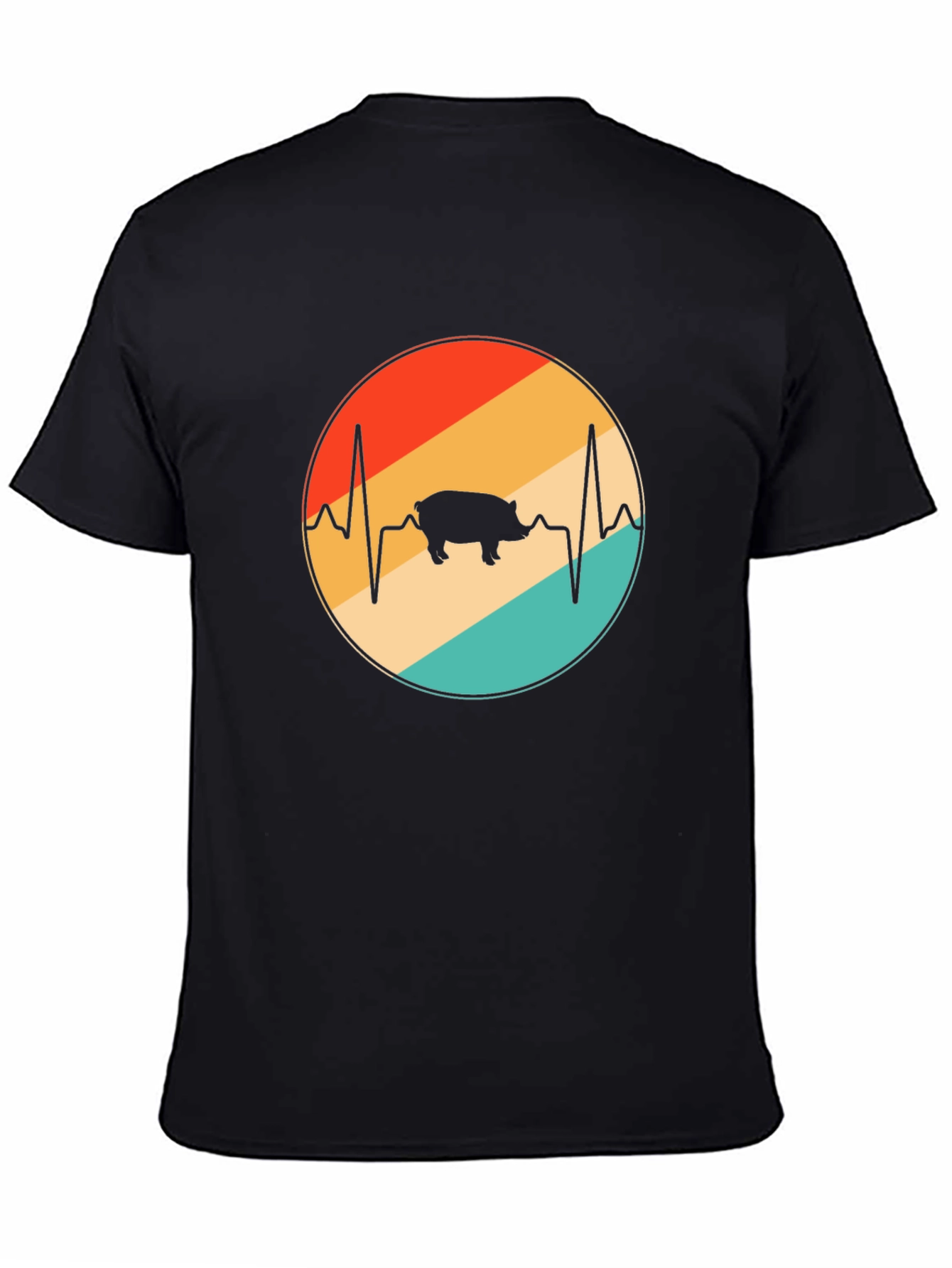 Retro Pig Heartbeat Graphic T-Shirt