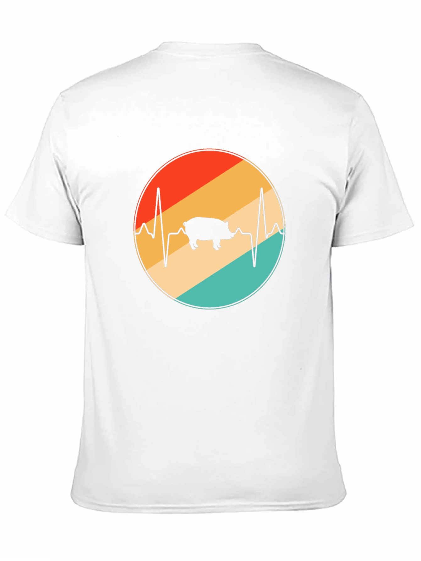 Retro Pig Heartbeat Graphic T-Shirt