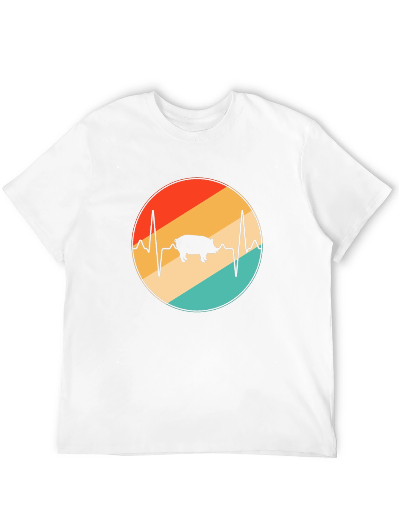 Retro Pig Heartbeat Graphic T-Shirt