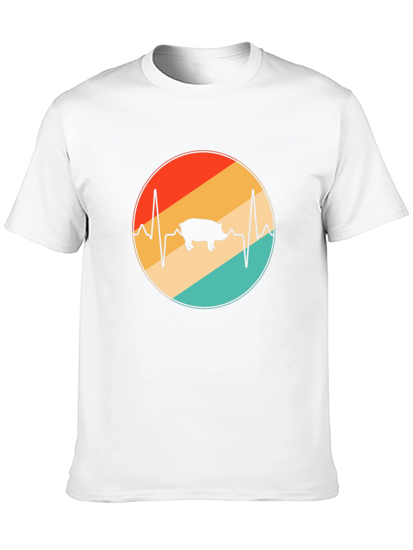 Retro Pig Heartbeat Graphic T-Shirt