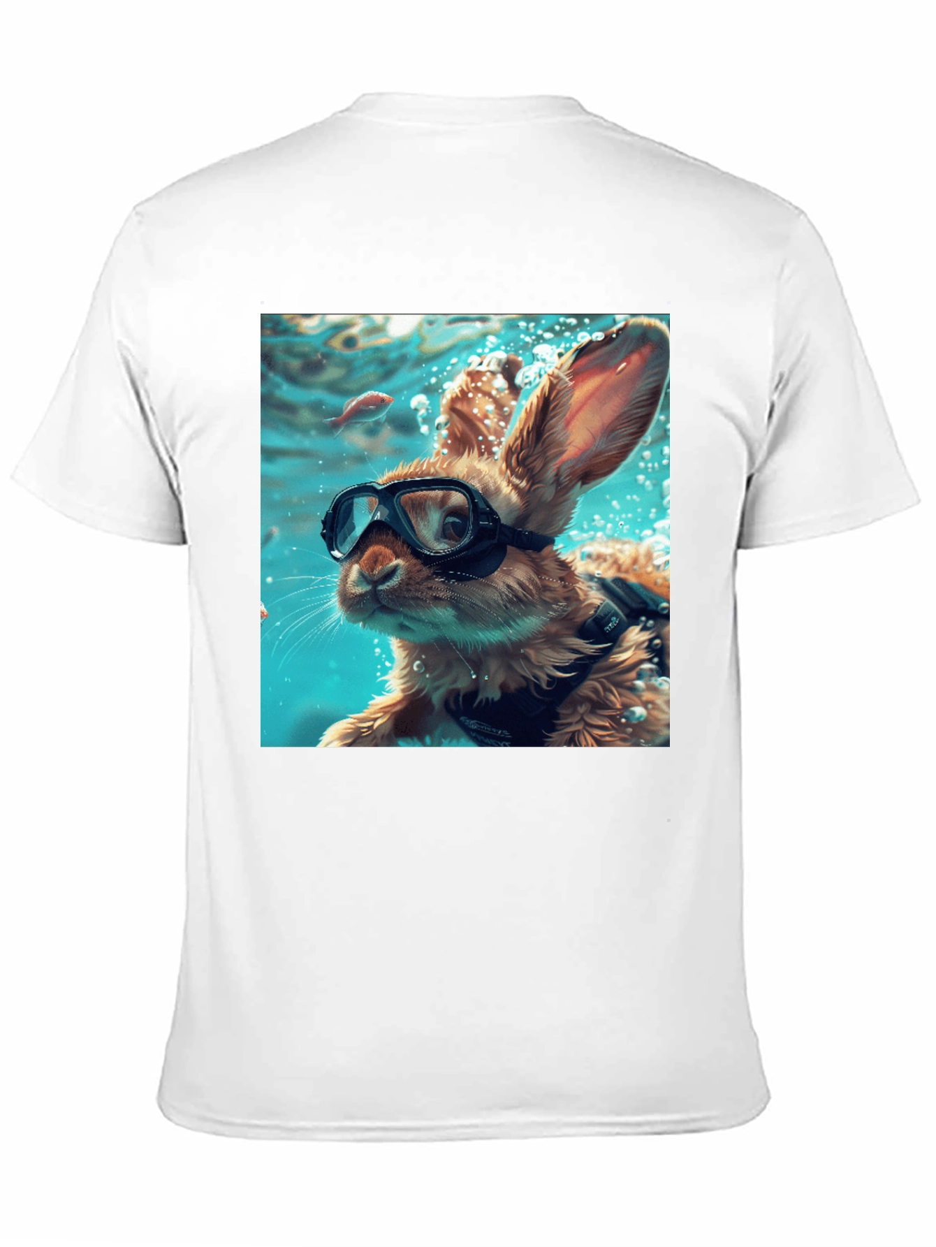 Diving Bunny Graphic Tee - Unique Black T-Shirt