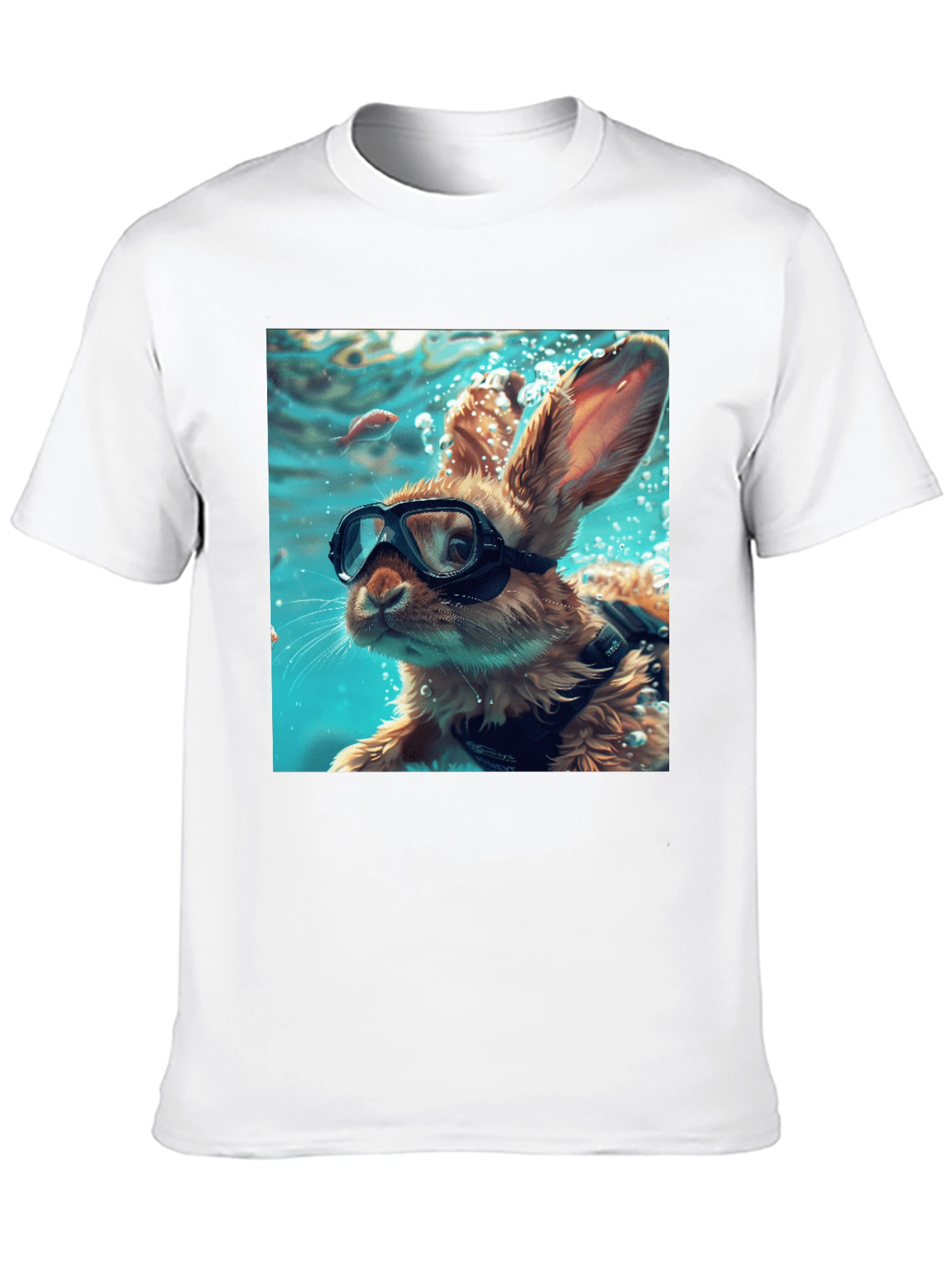 Diving Bunny Graphic Tee - Unique Black T-Shirt