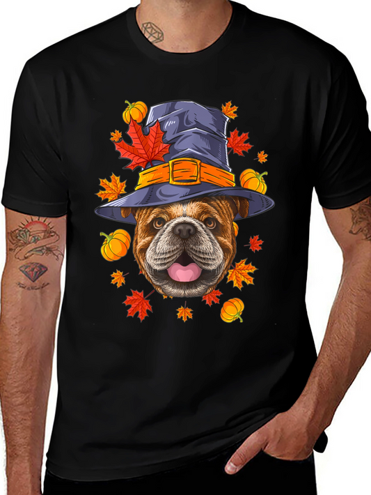Bulldog Witch Hat Fall T-Shirt