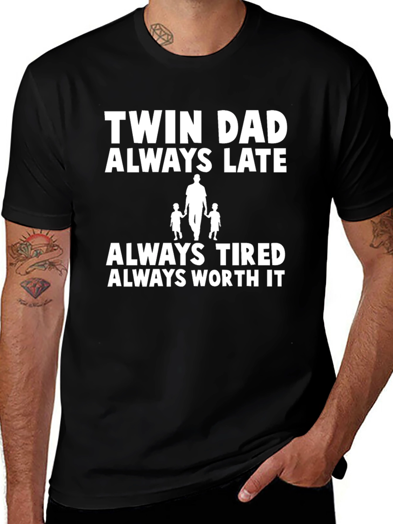 Twin Dad Graphic T-Shirt - Always Late Always Tired