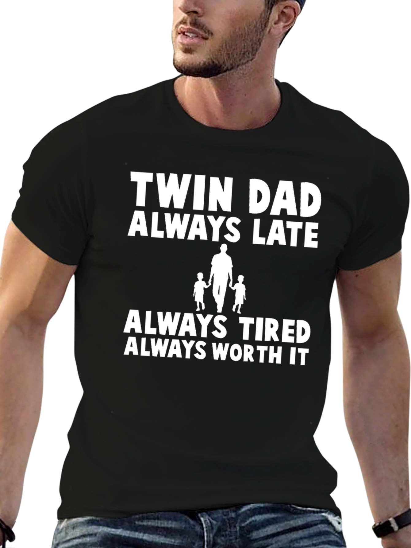 Twin Dad Graphic T-Shirt - Always Late Always Tired