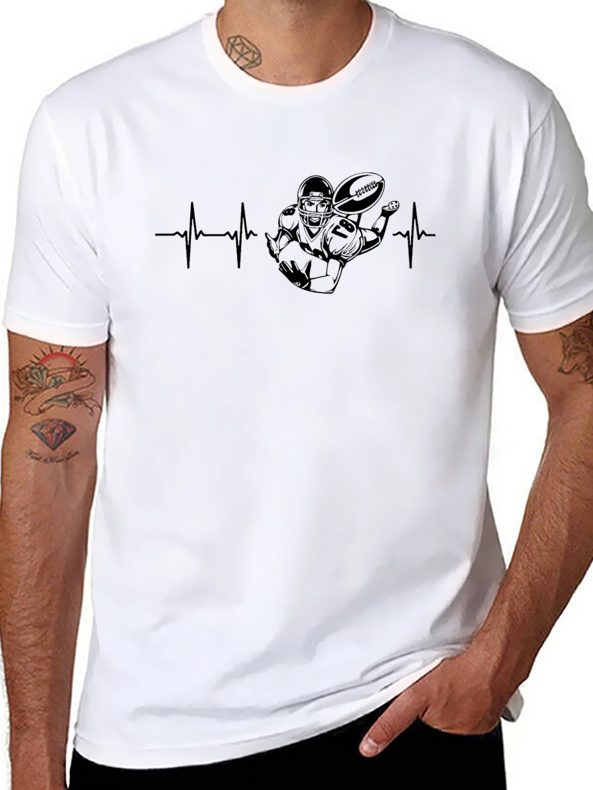 Football Heartbeat T-Shirt - Stylish Fan Apparel
