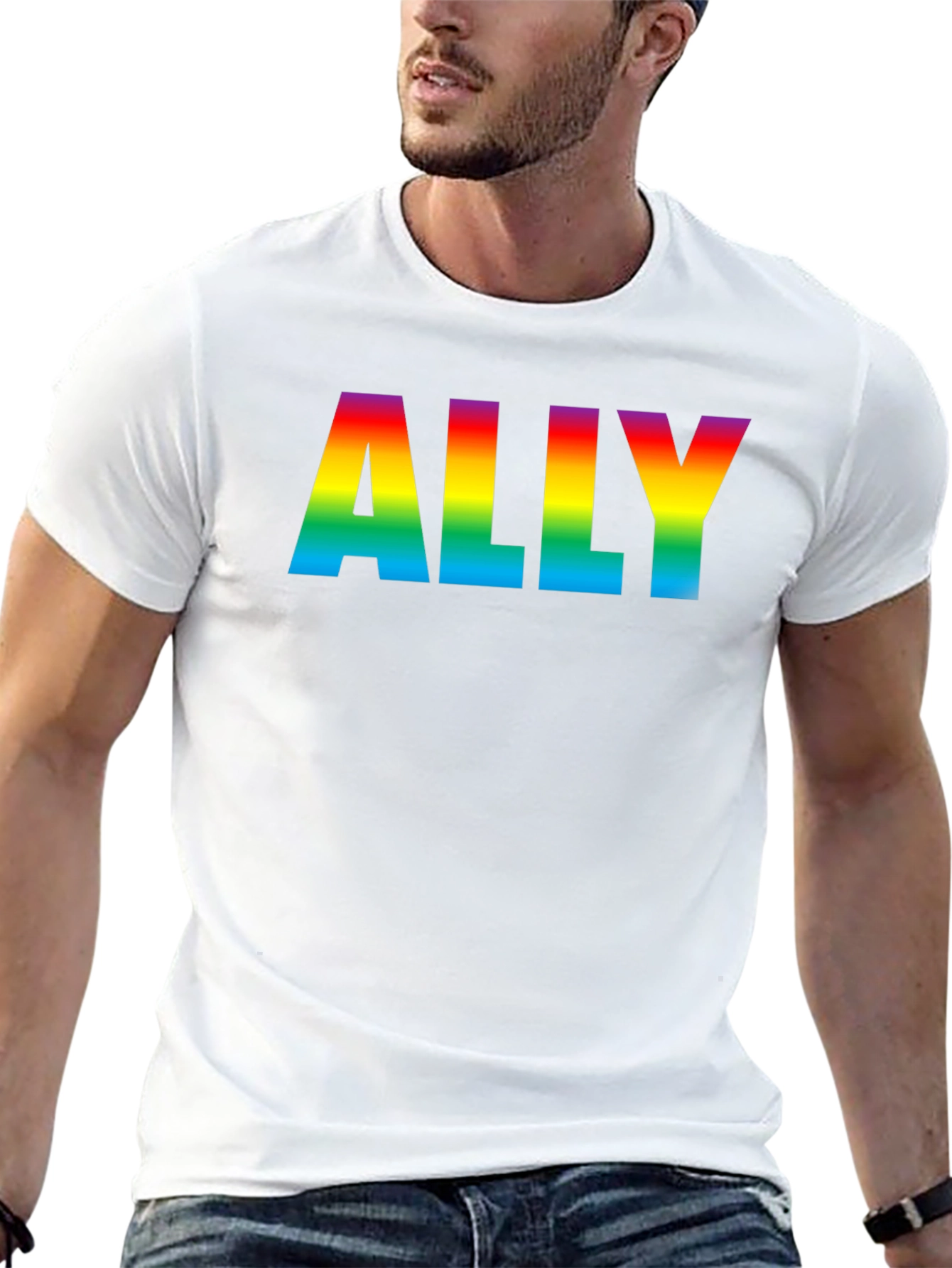 Rainbow ALLY Pride T-Shirt - Black Cotton Blend