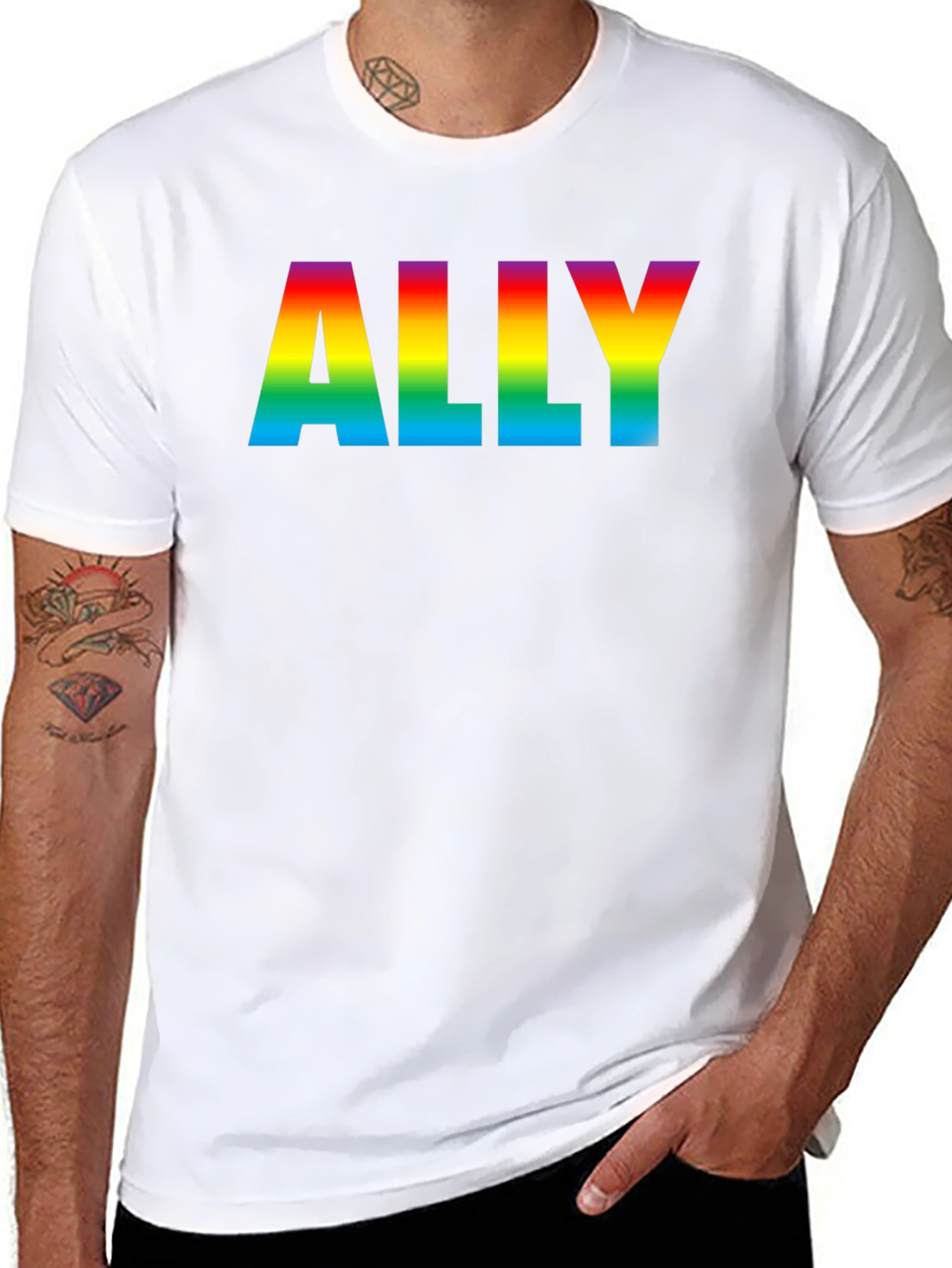 Rainbow ALLY Pride T-Shirt - Black Cotton Blend