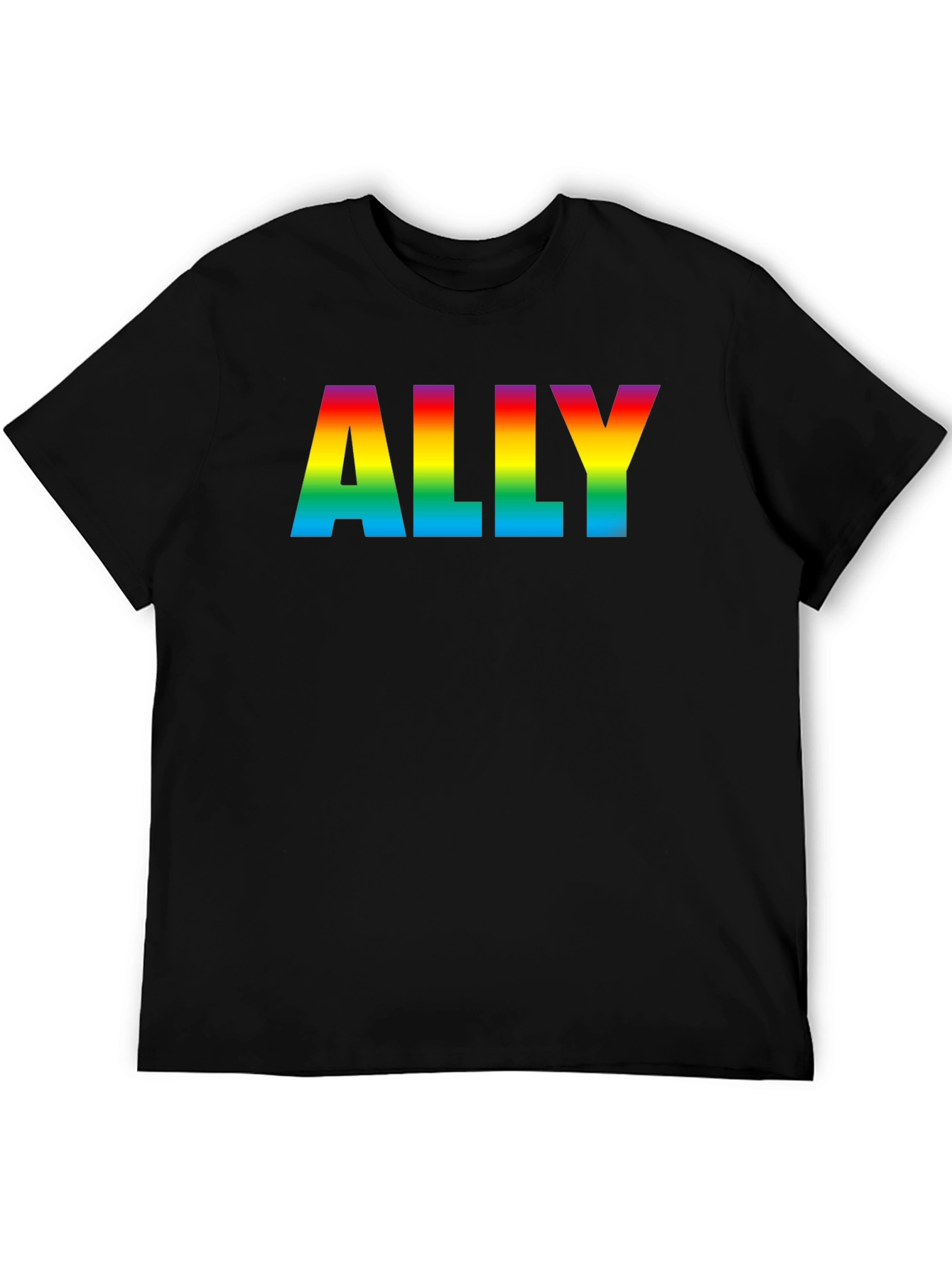 Rainbow ALLY Pride T-Shirt - Black Cotton Blend