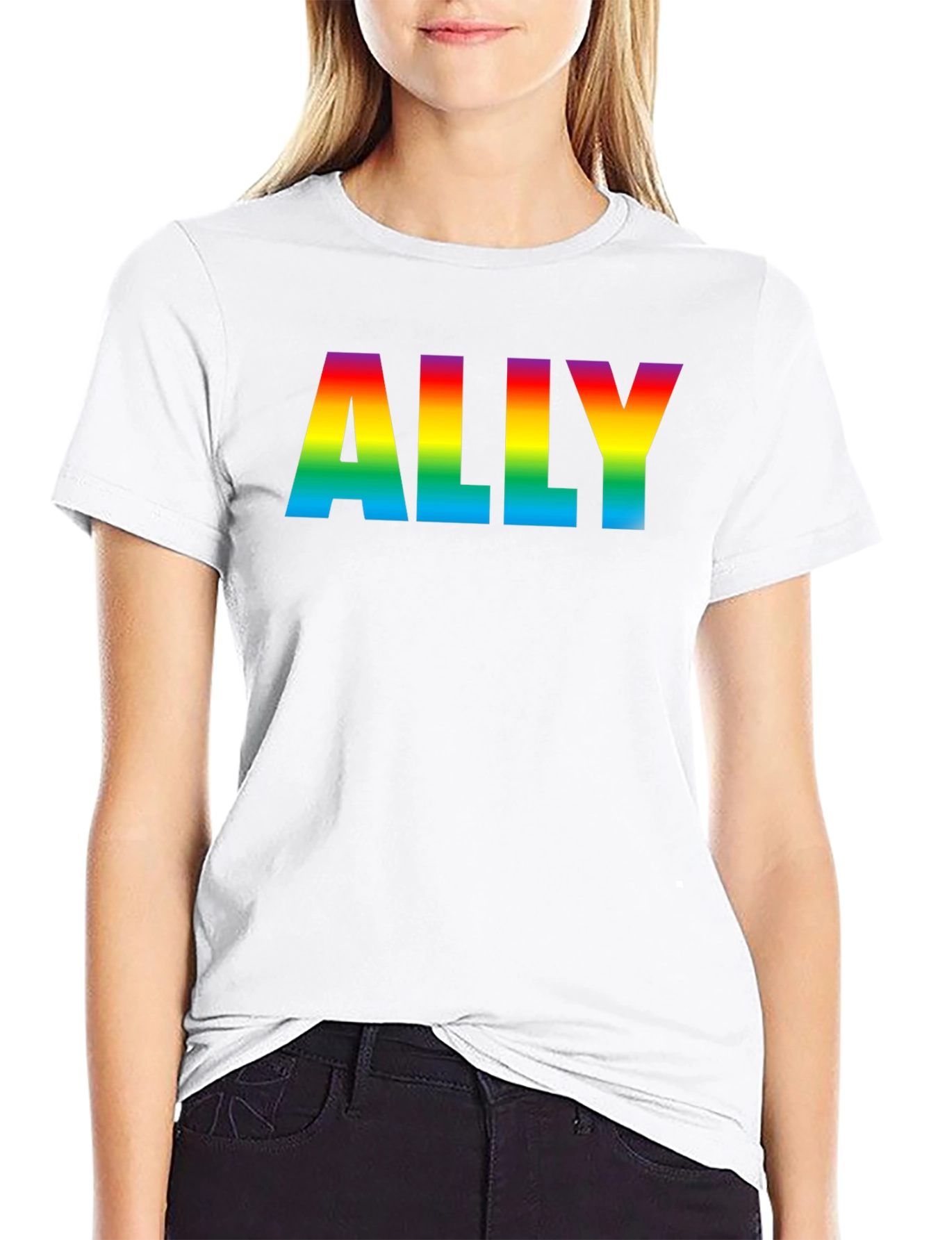 Rainbow ALLY Pride T-Shirt - Black Cotton Blend