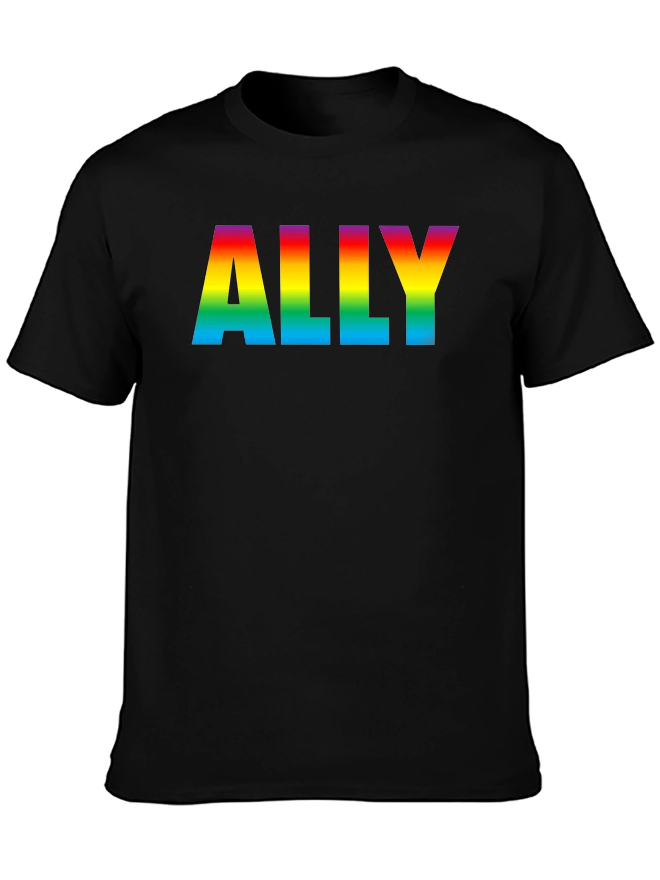 Rainbow ALLY Pride T-Shirt - Black Cotton Blend