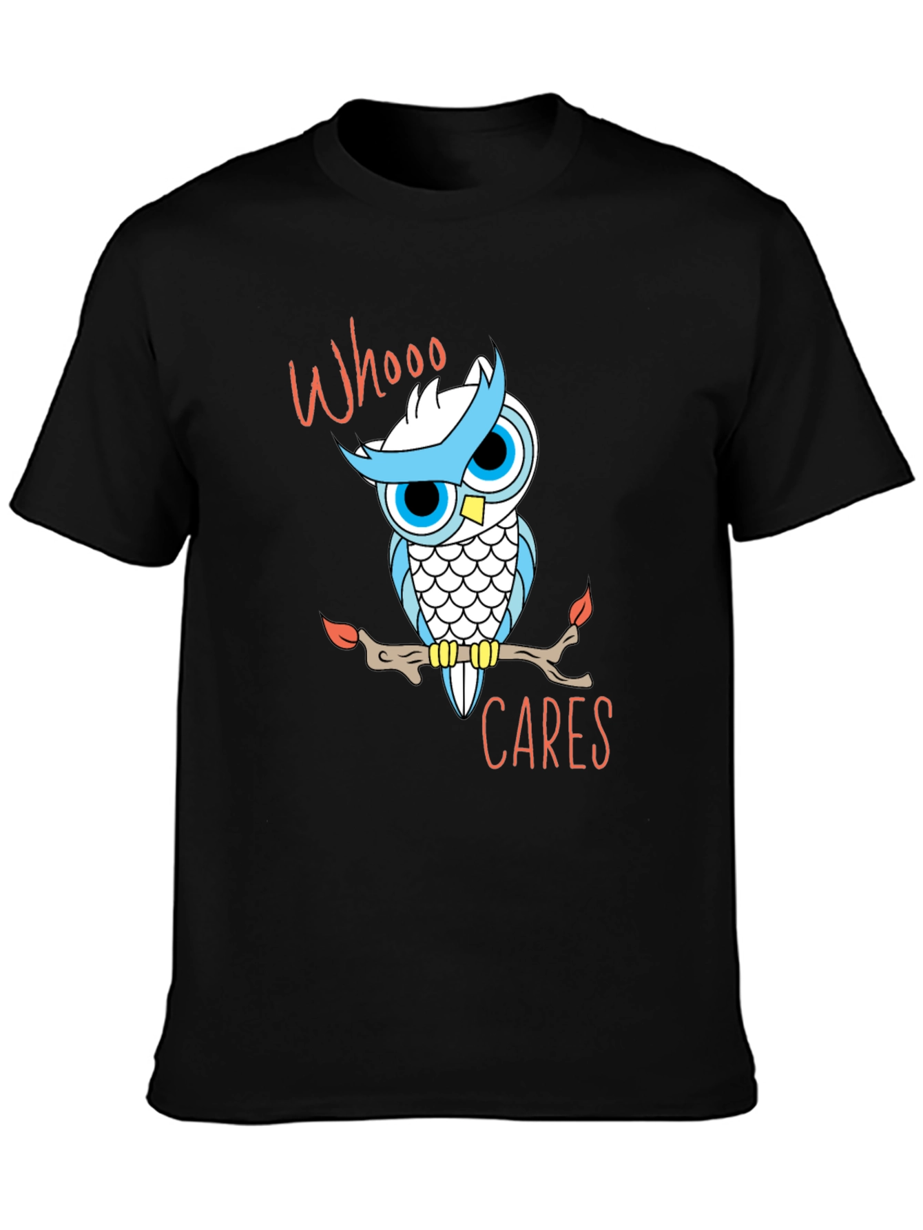 Whooo Cares Owl Graphic T-Shirt - Black Cotton Tee