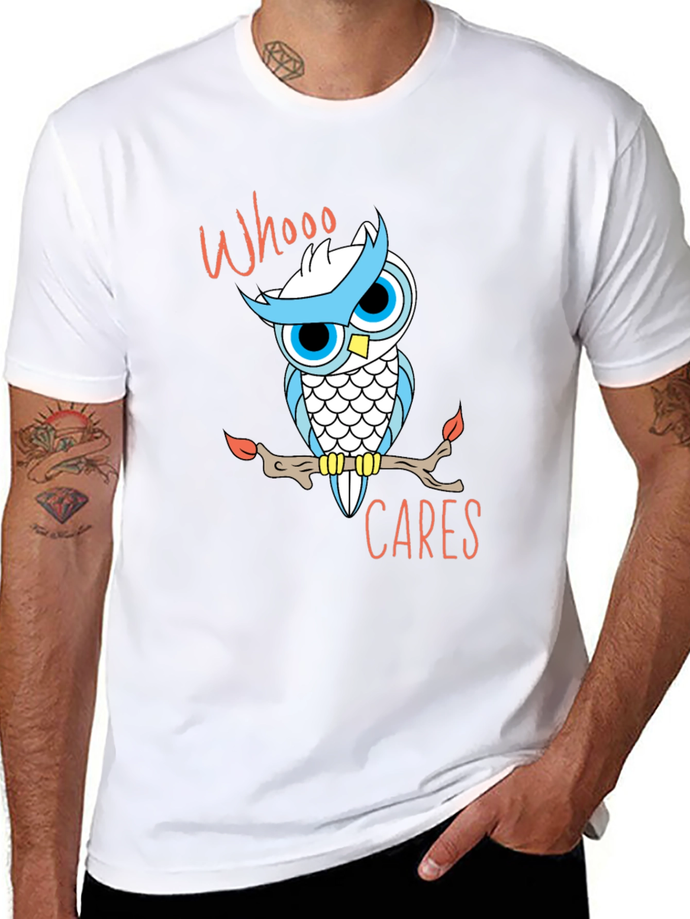 Whooo Cares Owl Graphic T-Shirt - Black Cotton Tee