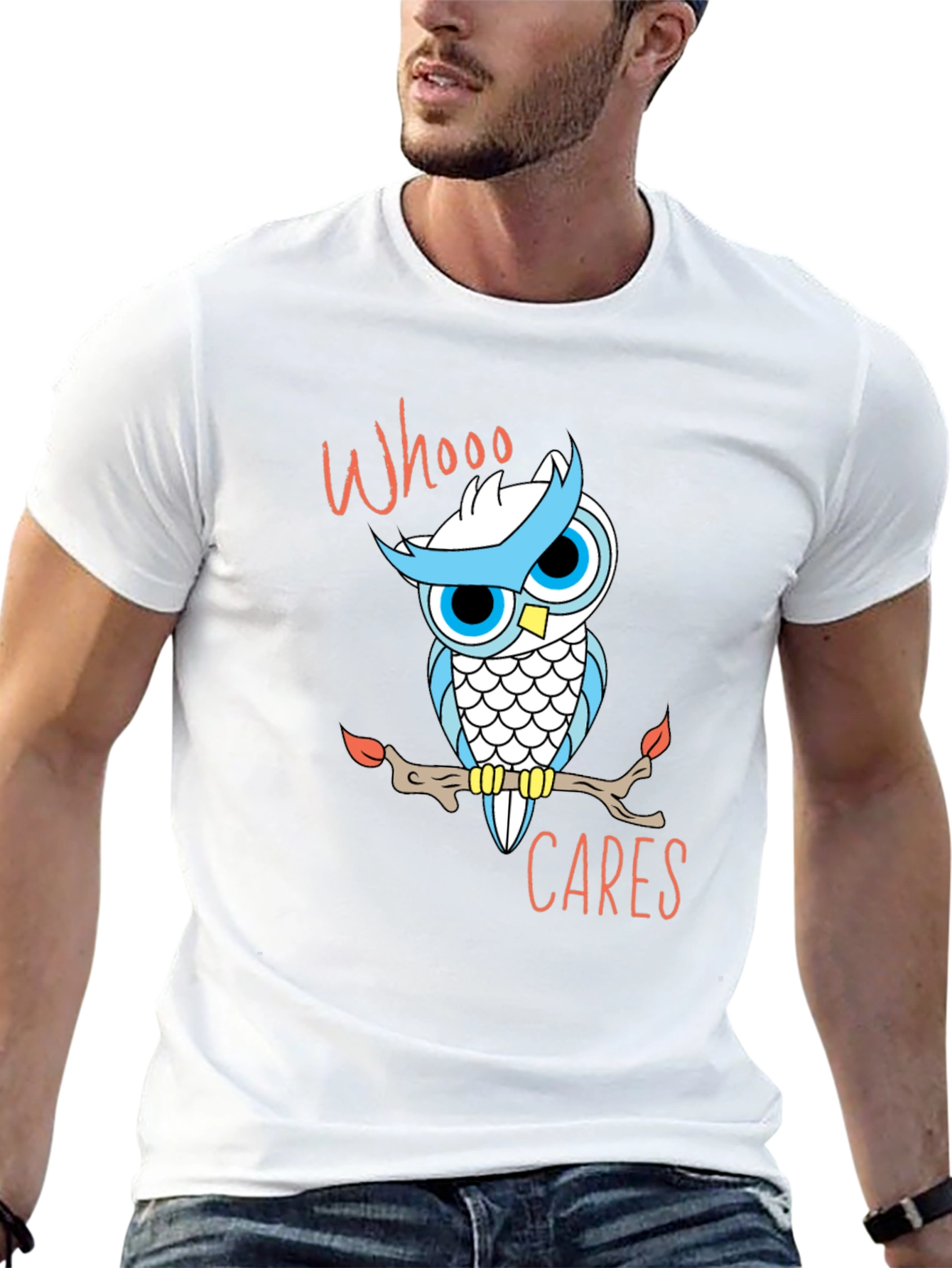 Whooo Cares Owl Graphic T-Shirt - Black Cotton Tee