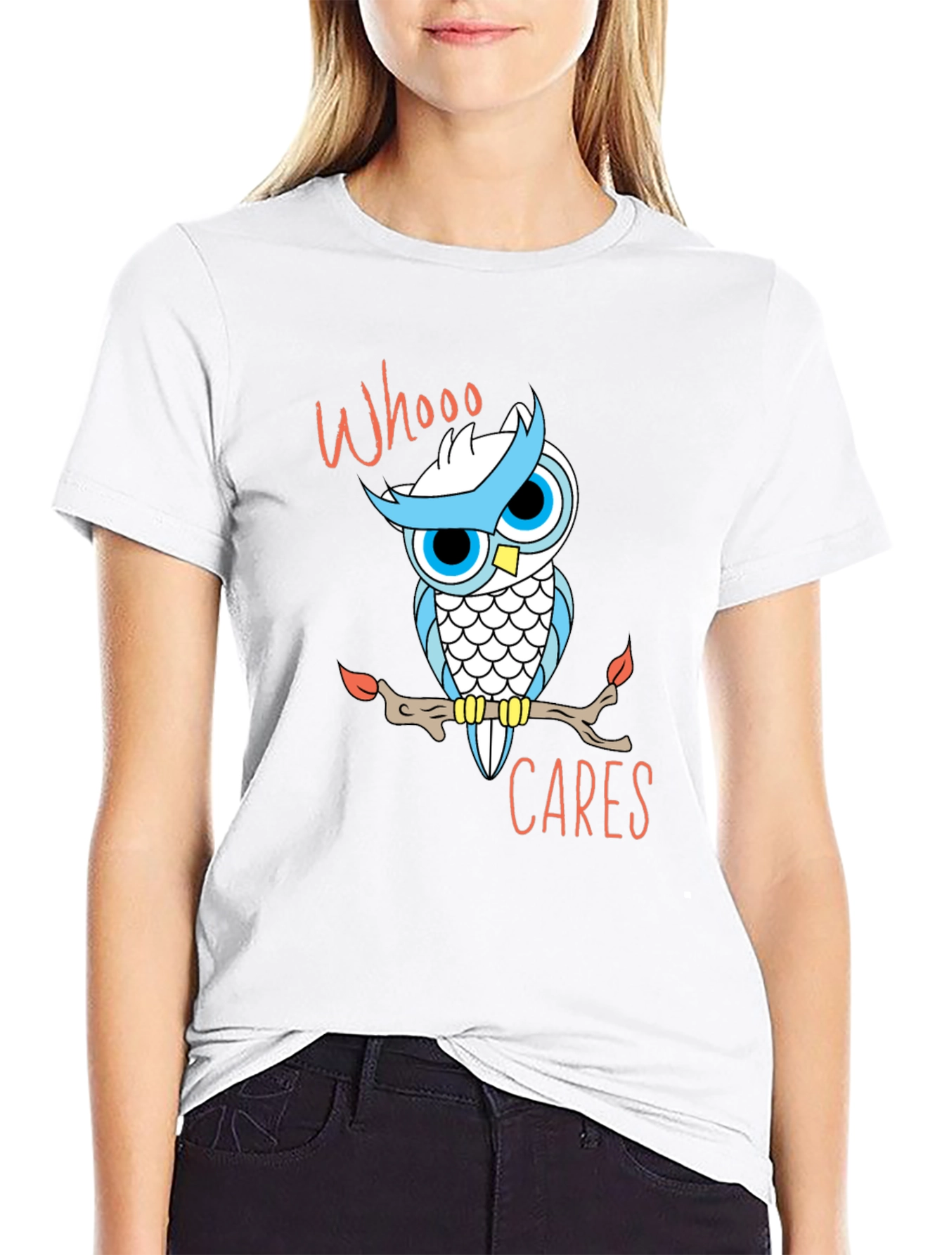Whooo Cares Owl Graphic T-Shirt - Black Cotton Tee