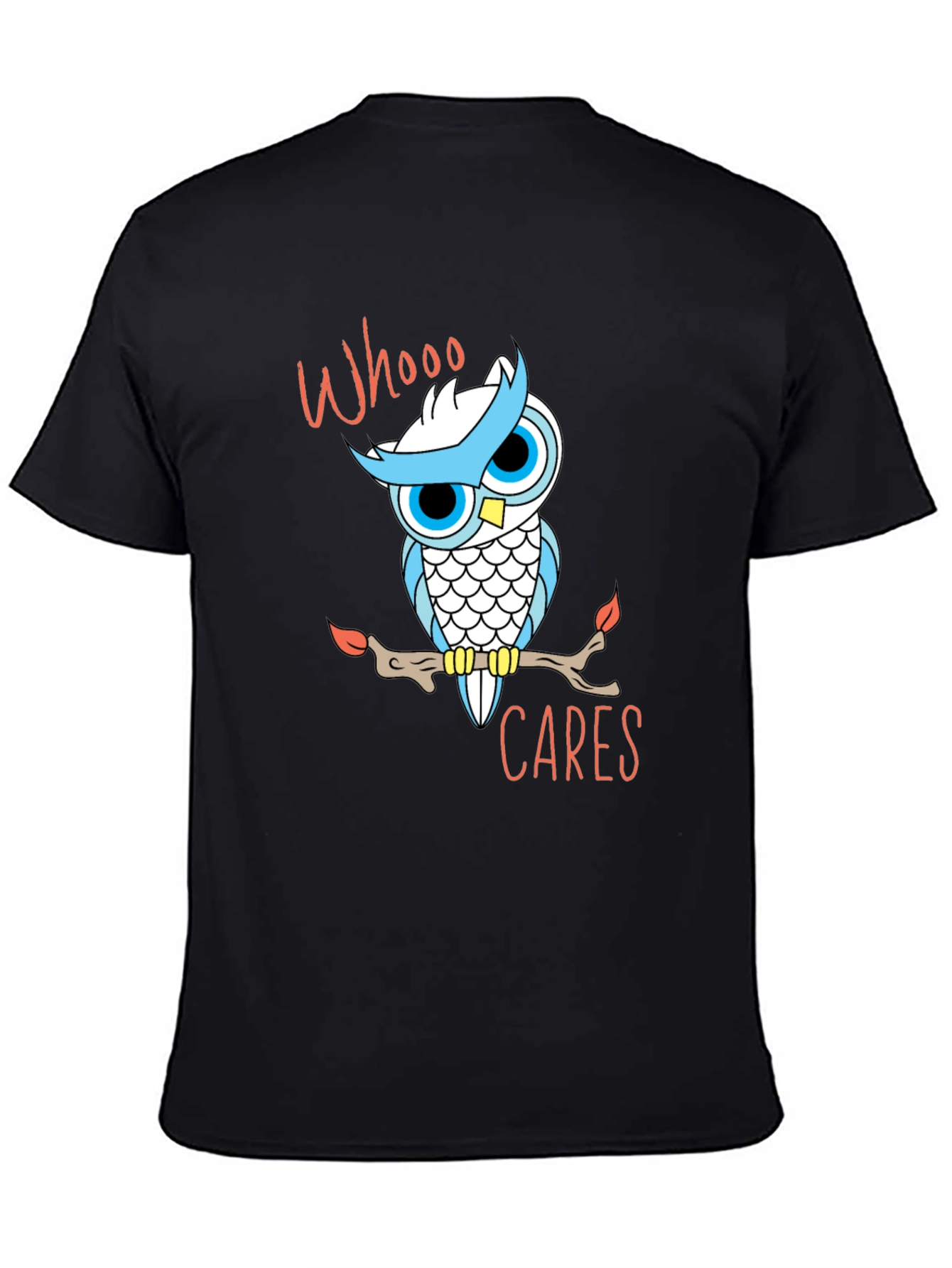 Whooo Cares Owl Graphic T-Shirt - Black Cotton Tee