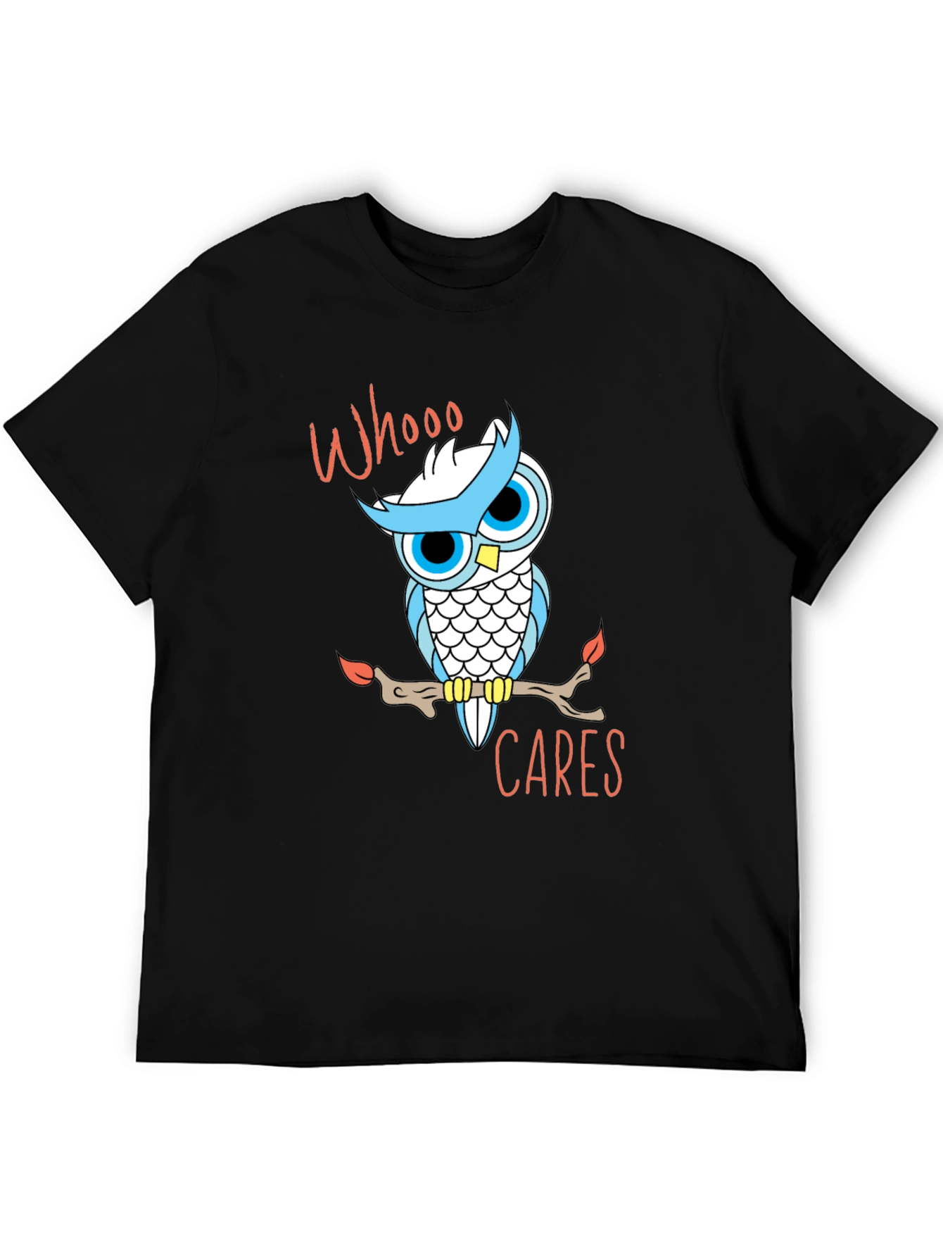 Whooo Cares Owl Graphic T-Shirt - Black Cotton Tee