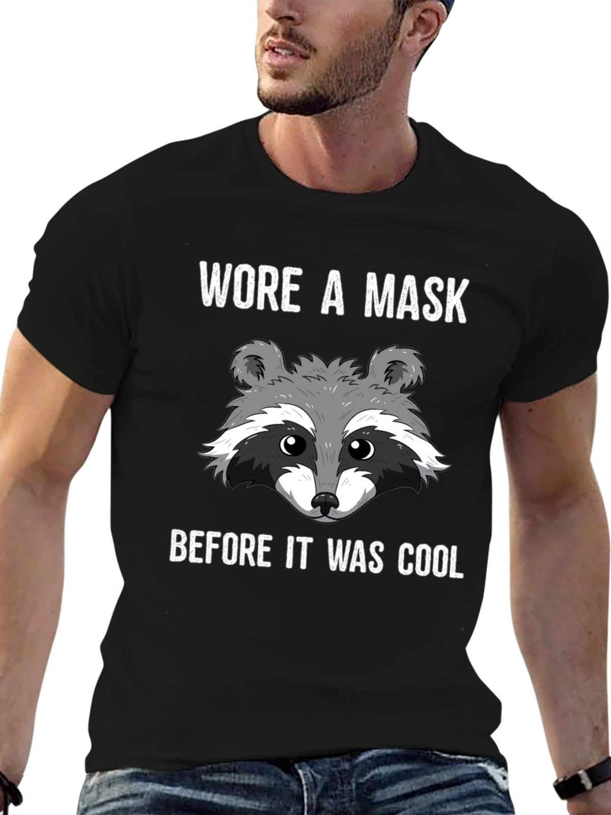 Masked Raccoon Graphic T-Shirt