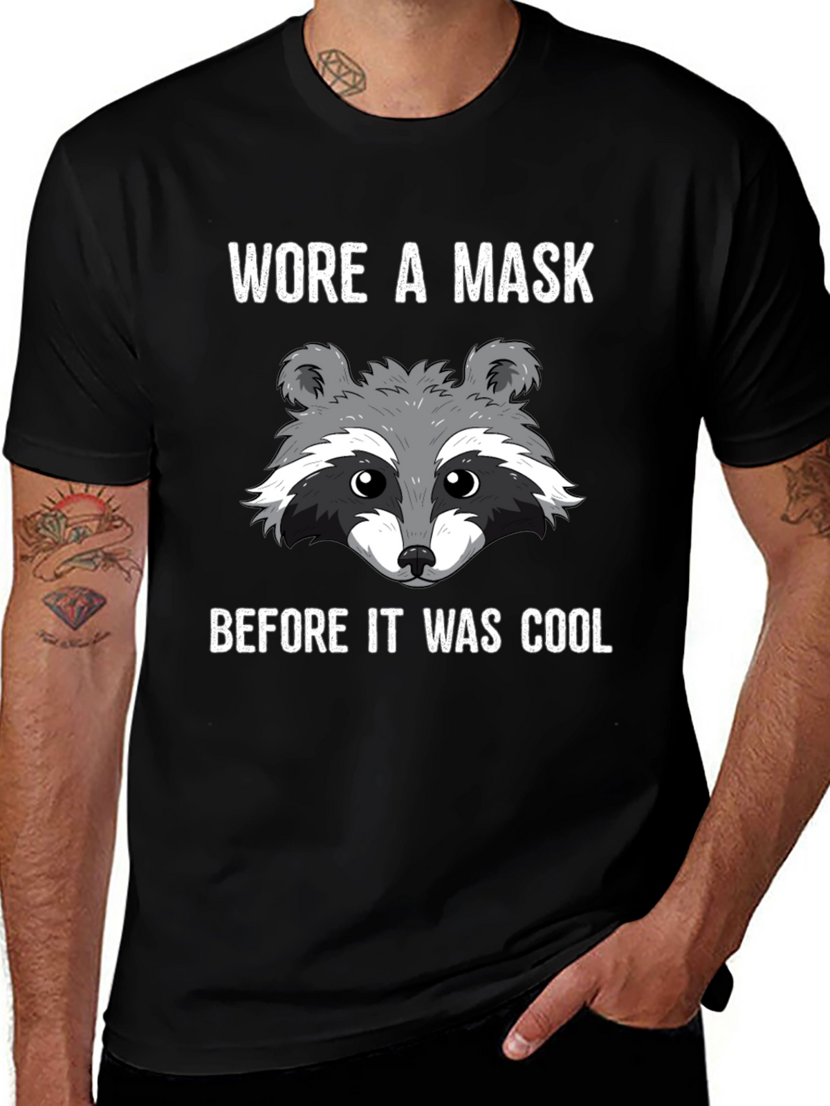 Masked Raccoon Graphic T-Shirt