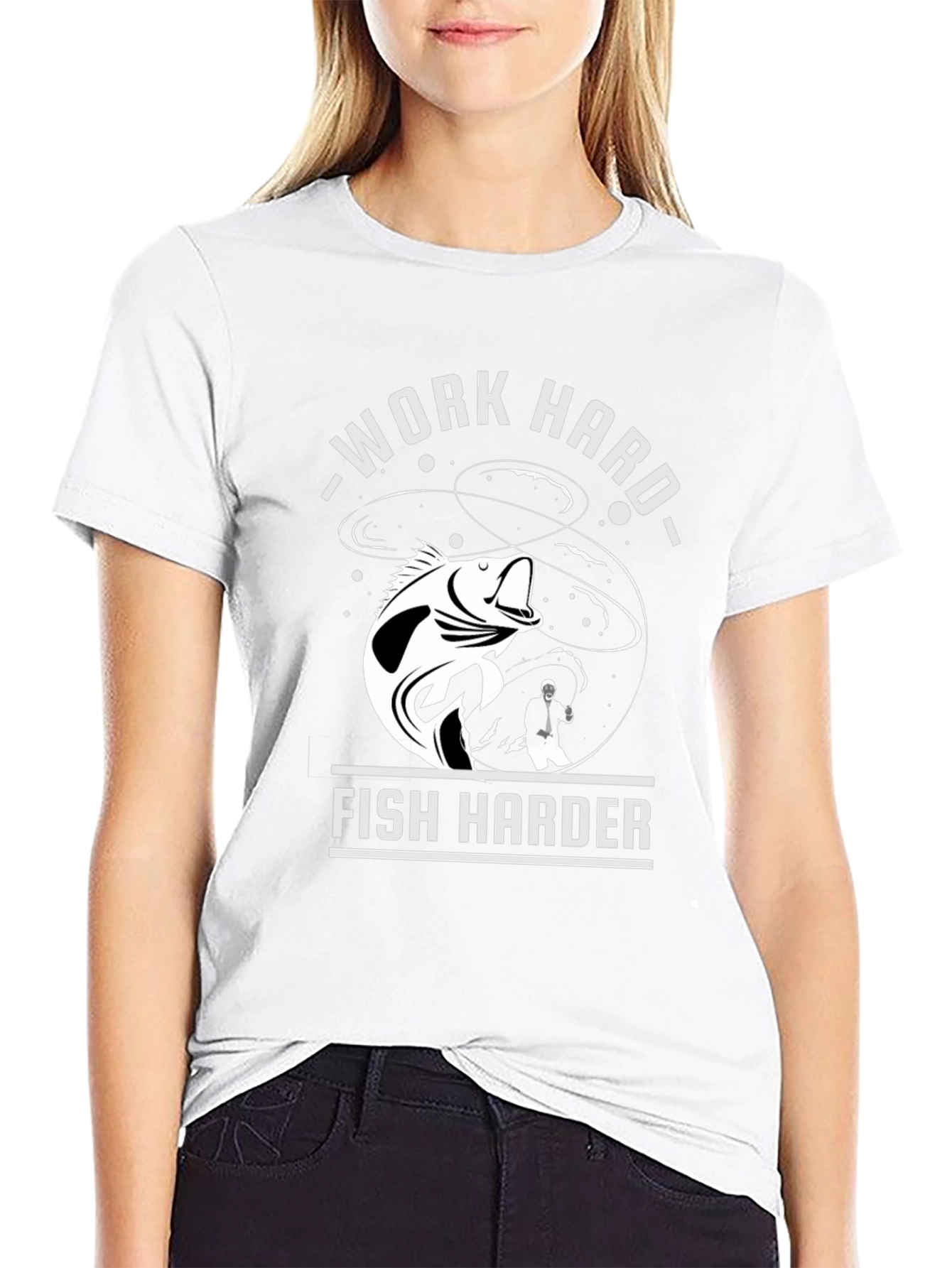 Work Hard Fish Harder Graphic T-Shirt