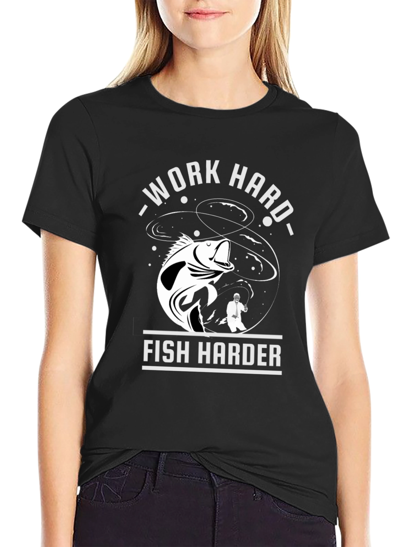 Work Hard Fish Harder Graphic T-Shirt