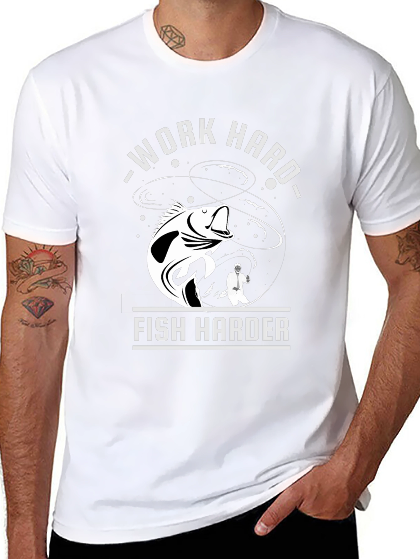 Work Hard Fish Harder Graphic T-Shirt