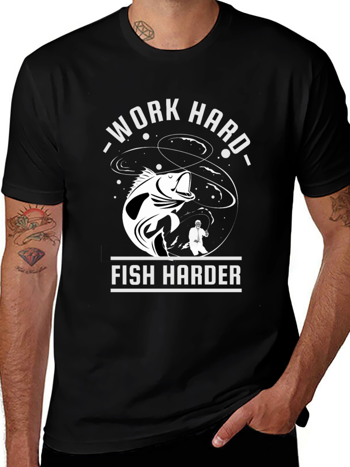 Work Hard Fish Harder Graphic T-Shirt