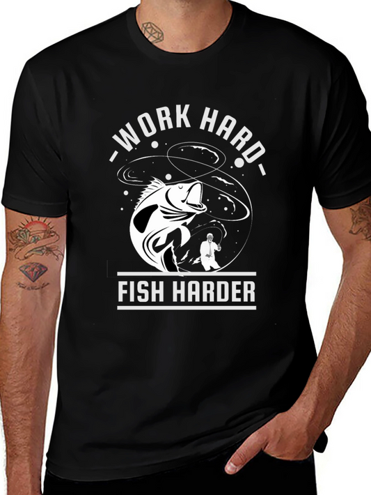Work Hard Fish Harder Graphic T-Shirt
