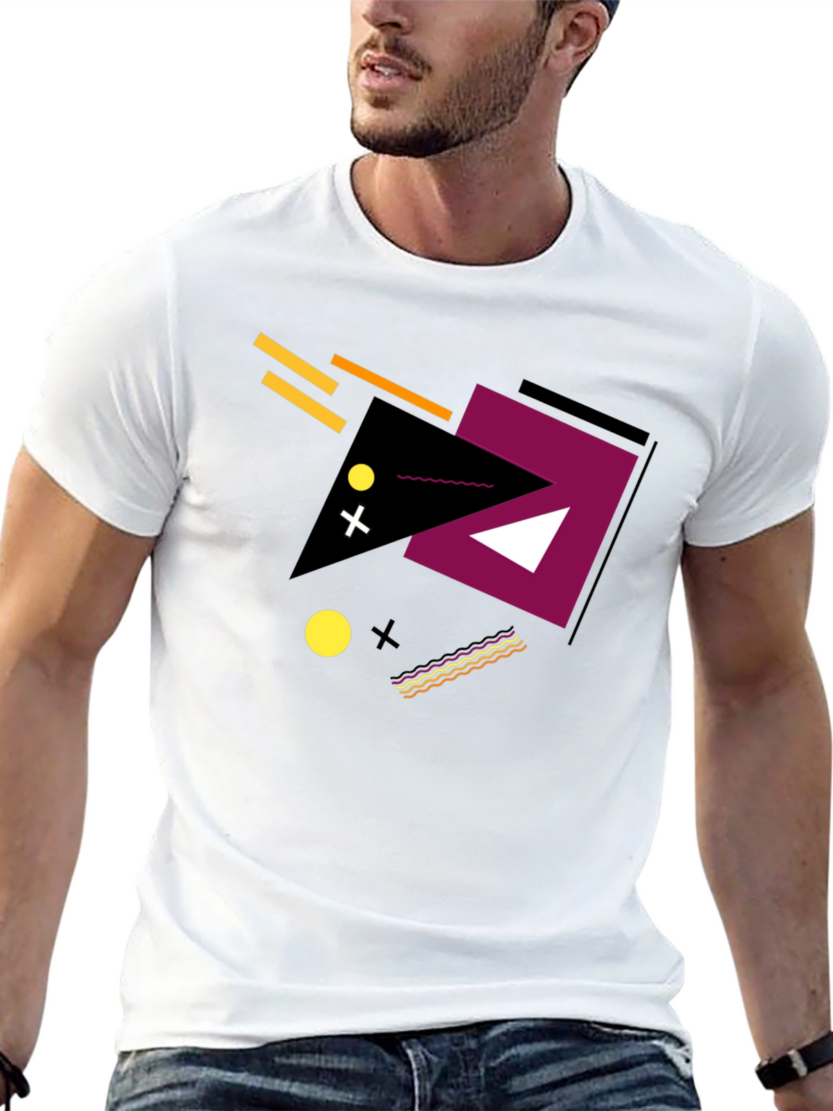 Geometric Design Tee - Modern Black Graphic T-Shirt