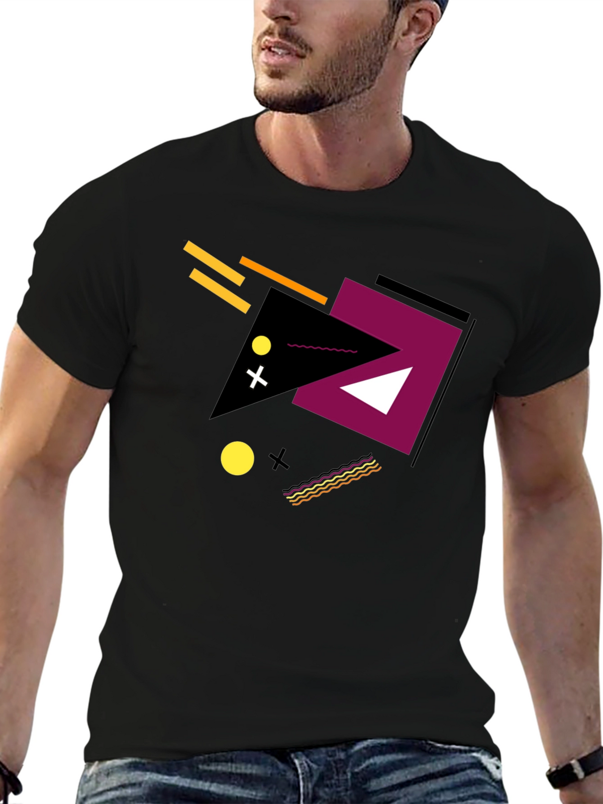 Geometric Design Tee - Modern Black Graphic T-Shirt