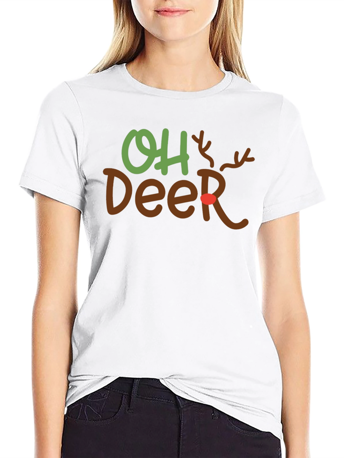 Oh Deer Christmas Graphic Tee Holiday T-Shirt