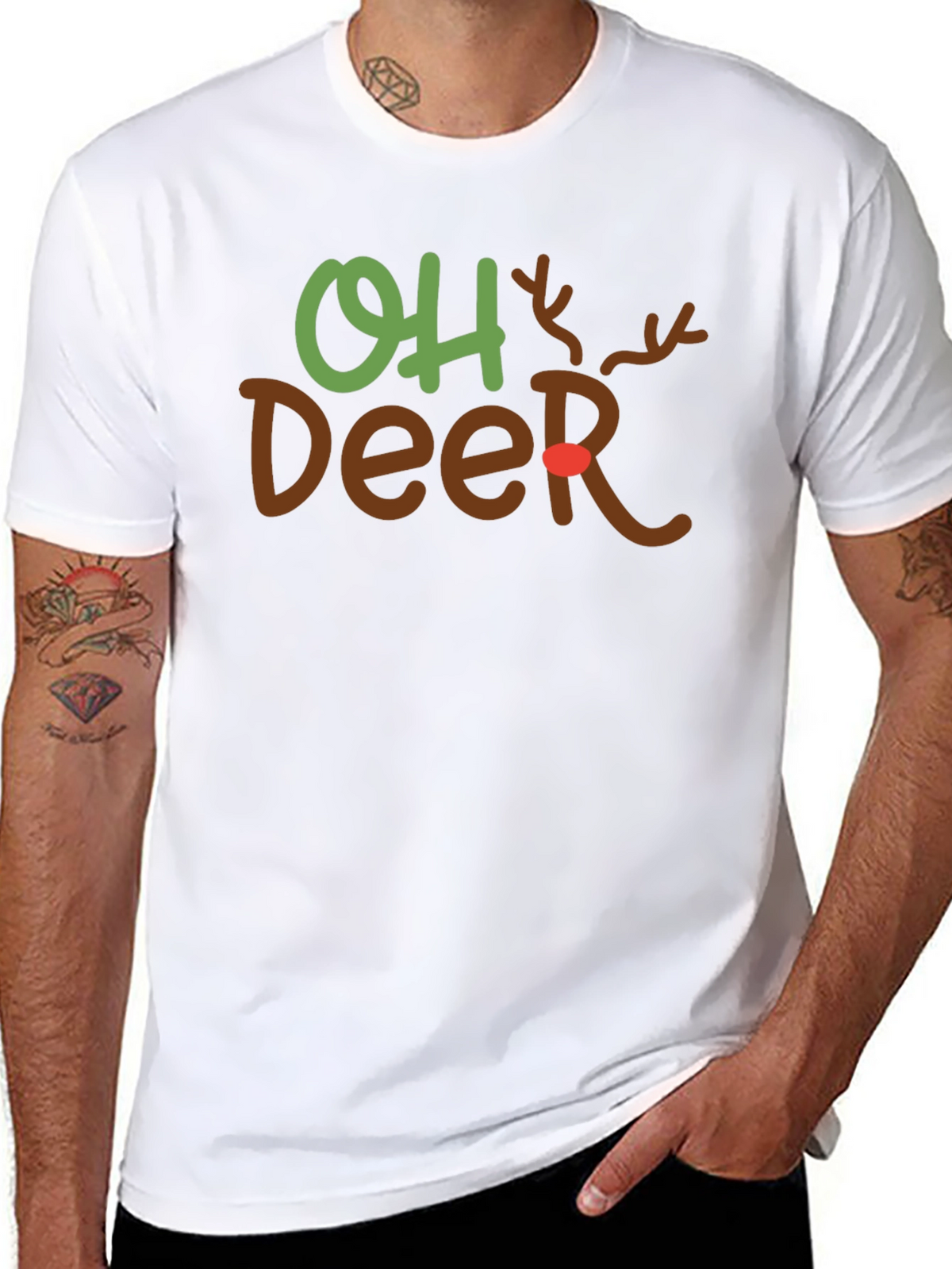 Oh Deer Christmas Graphic Tee Holiday T-Shirt