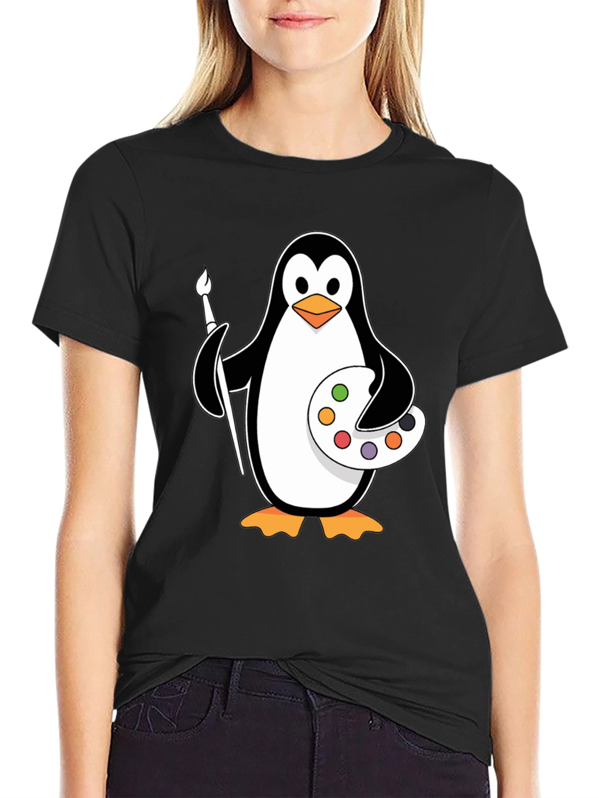 Penguin Artist T-Shirt: Creative & Fun Design