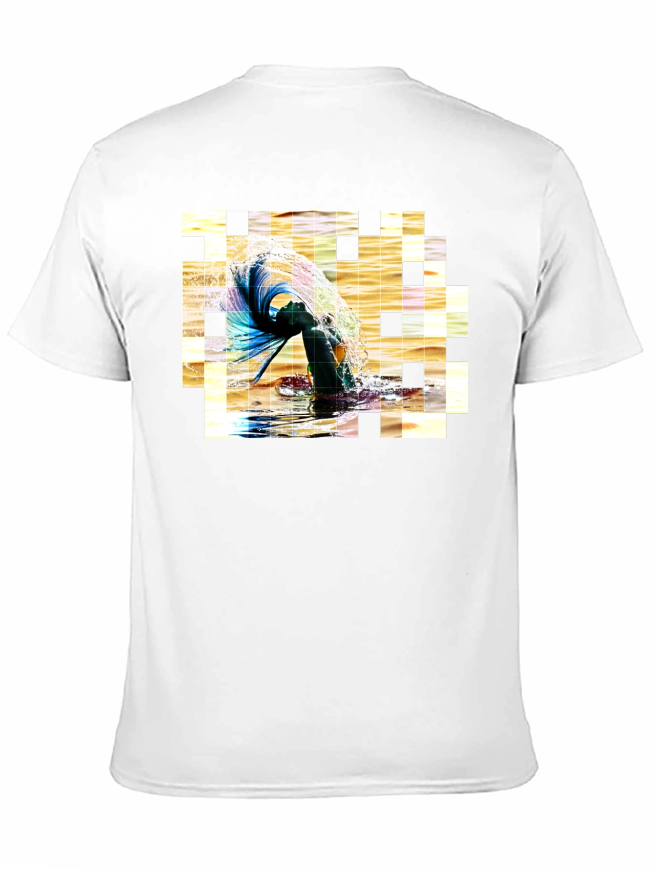 Artistic Pixelated Water Splash Black T-shirt