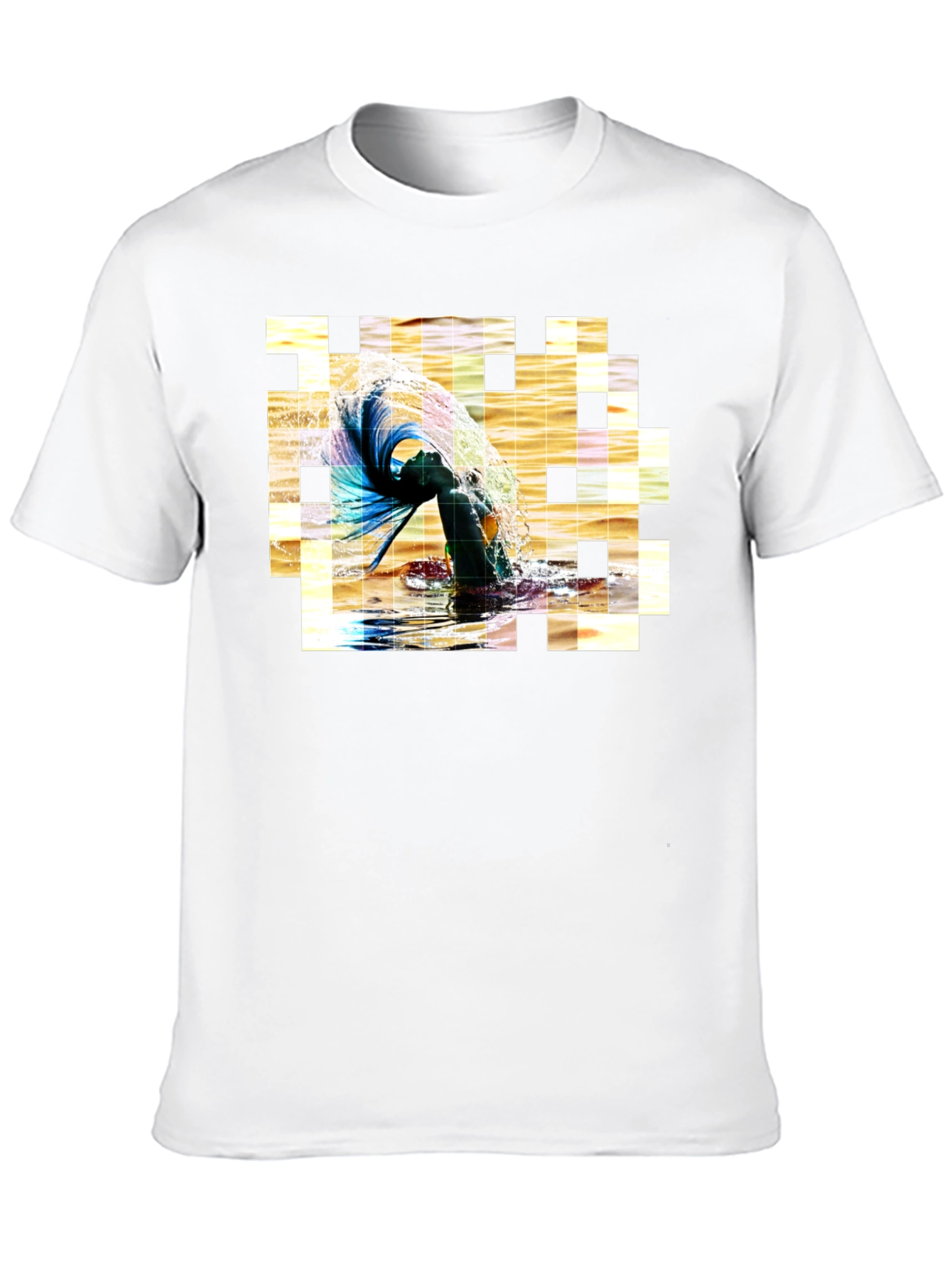Artistic Pixelated Water Splash Black T-shirt