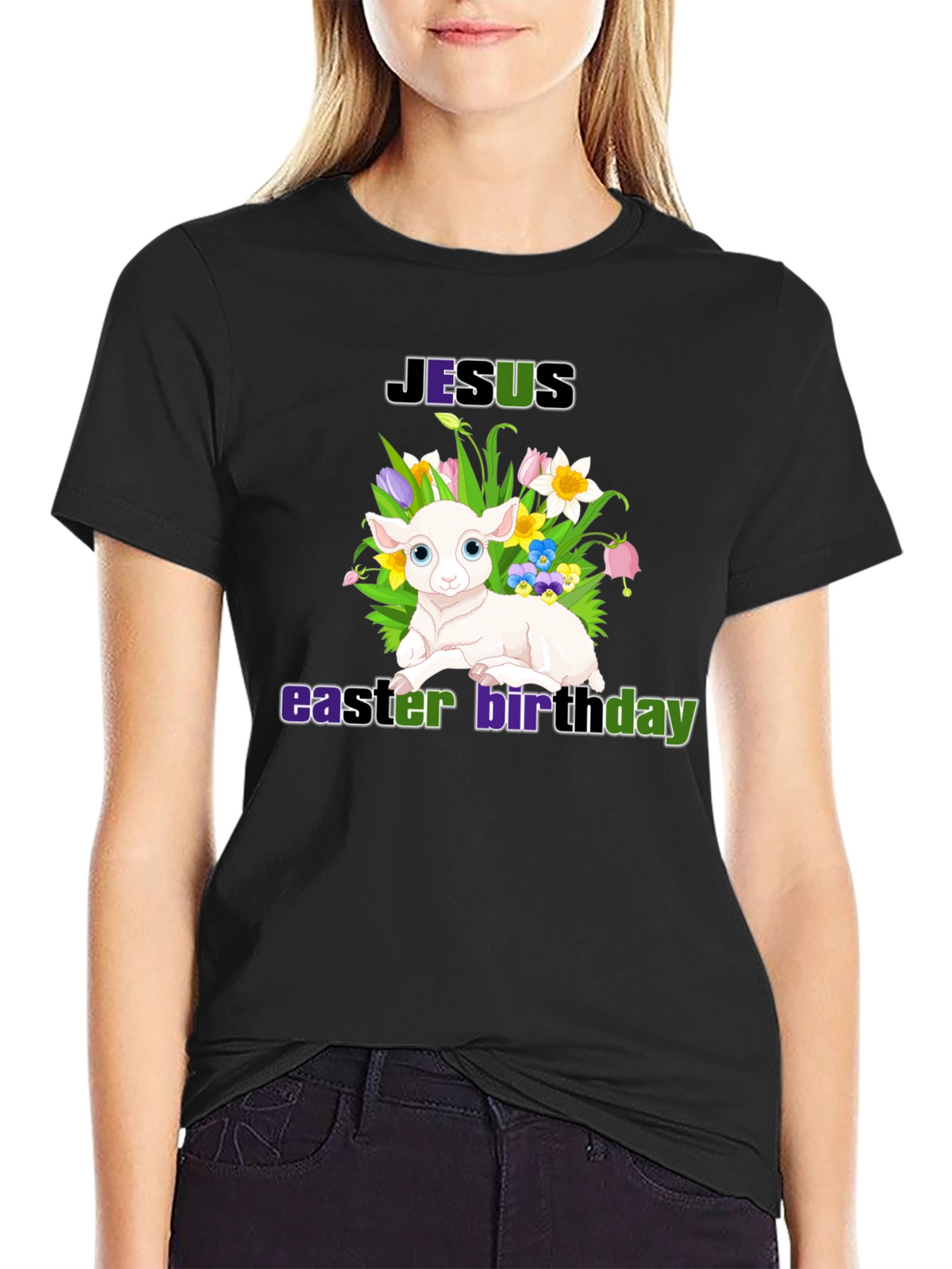 Jesus Easter Birthday Lamb Graphic T-Shirt