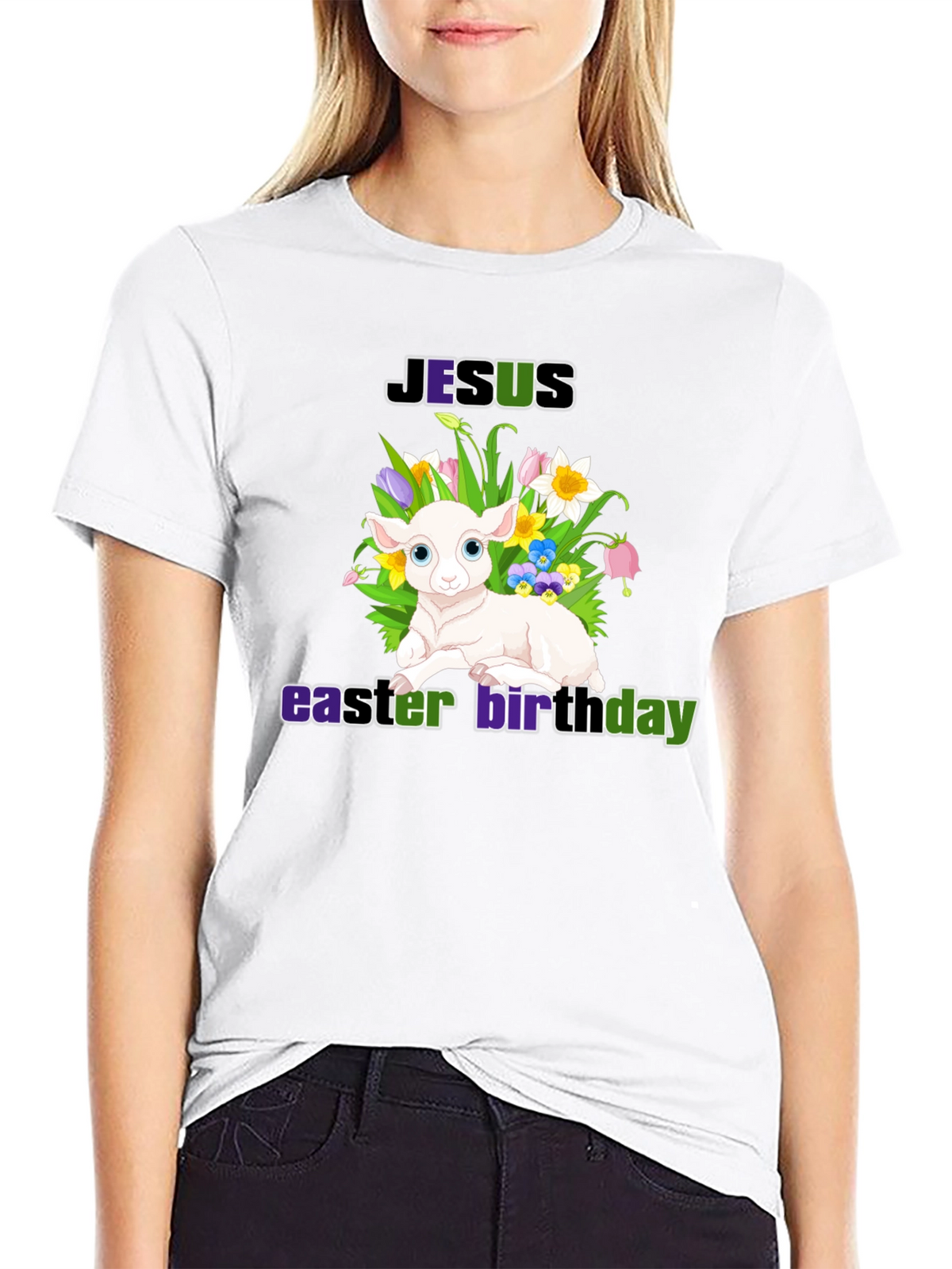 Jesus Easter Birthday Lamb Graphic T-Shirt