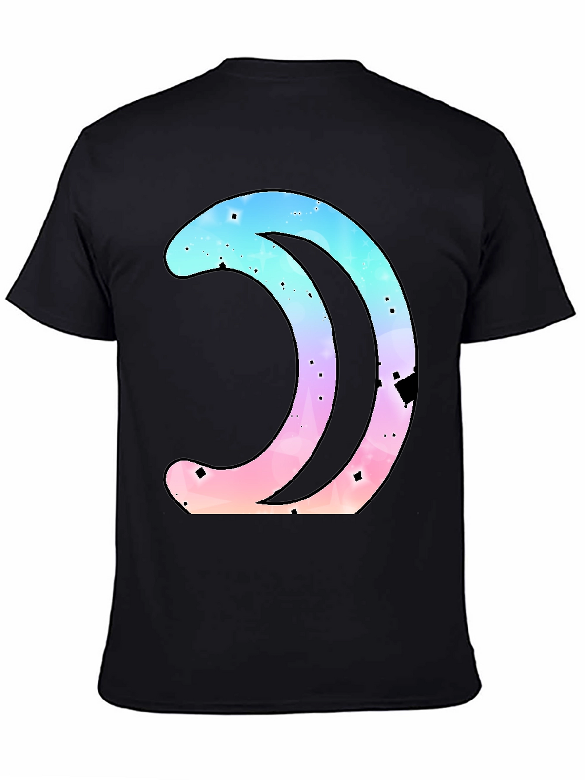 Galaxy Crescent Moon Graphic Black T-Shirt