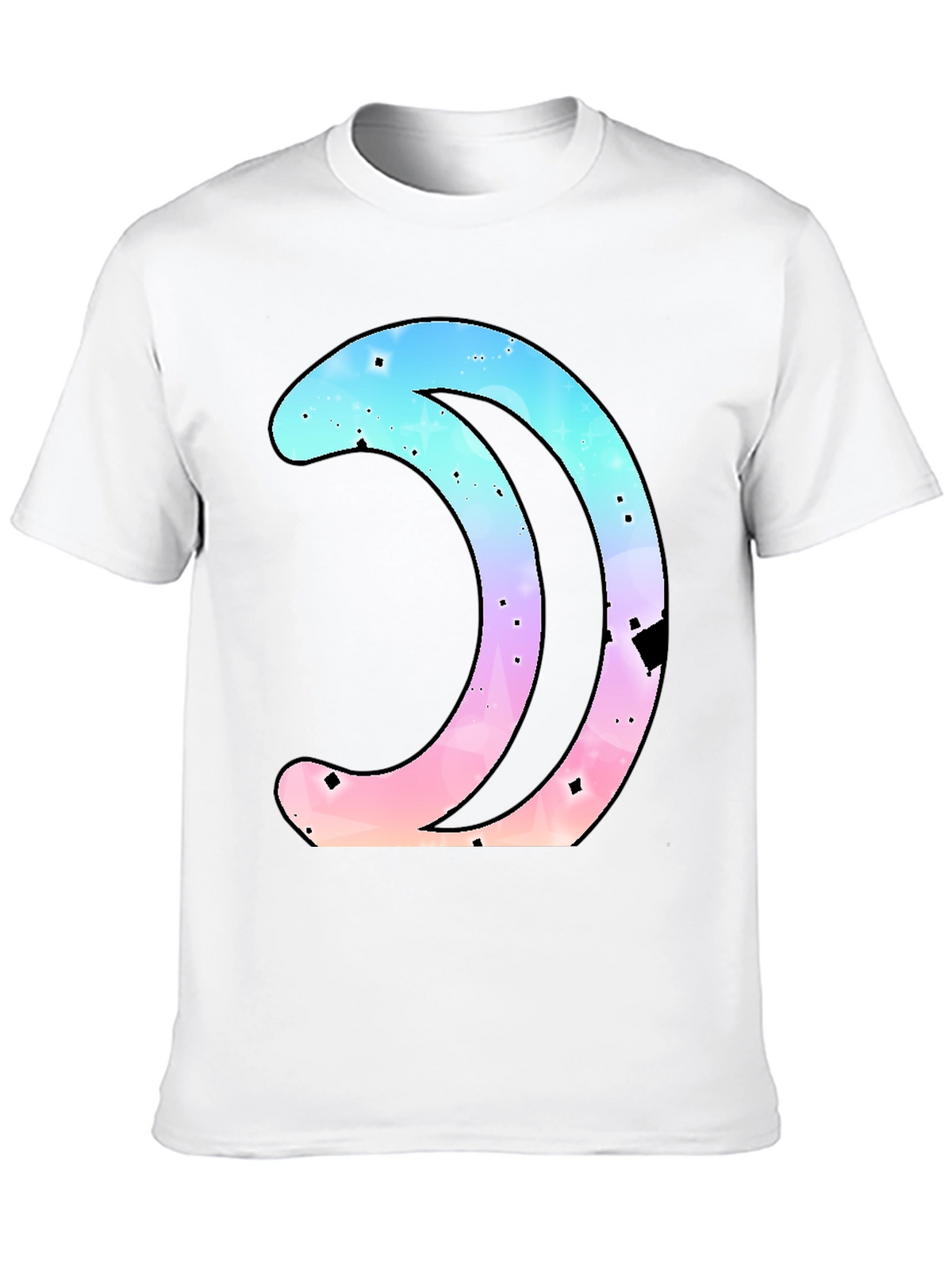Galaxy Crescent Moon Graphic Black T-Shirt