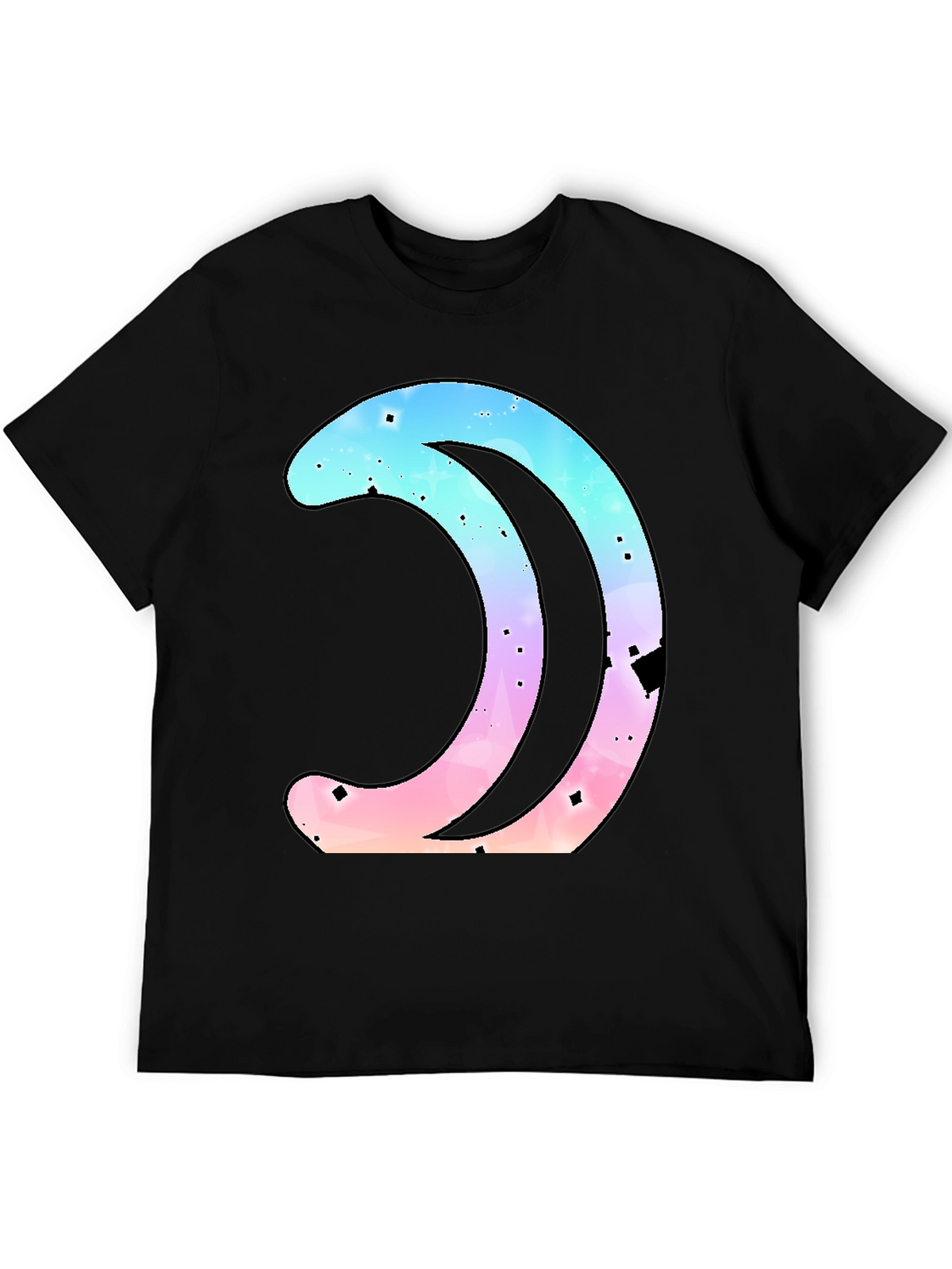 Galaxy Crescent Moon Graphic Black T-Shirt
