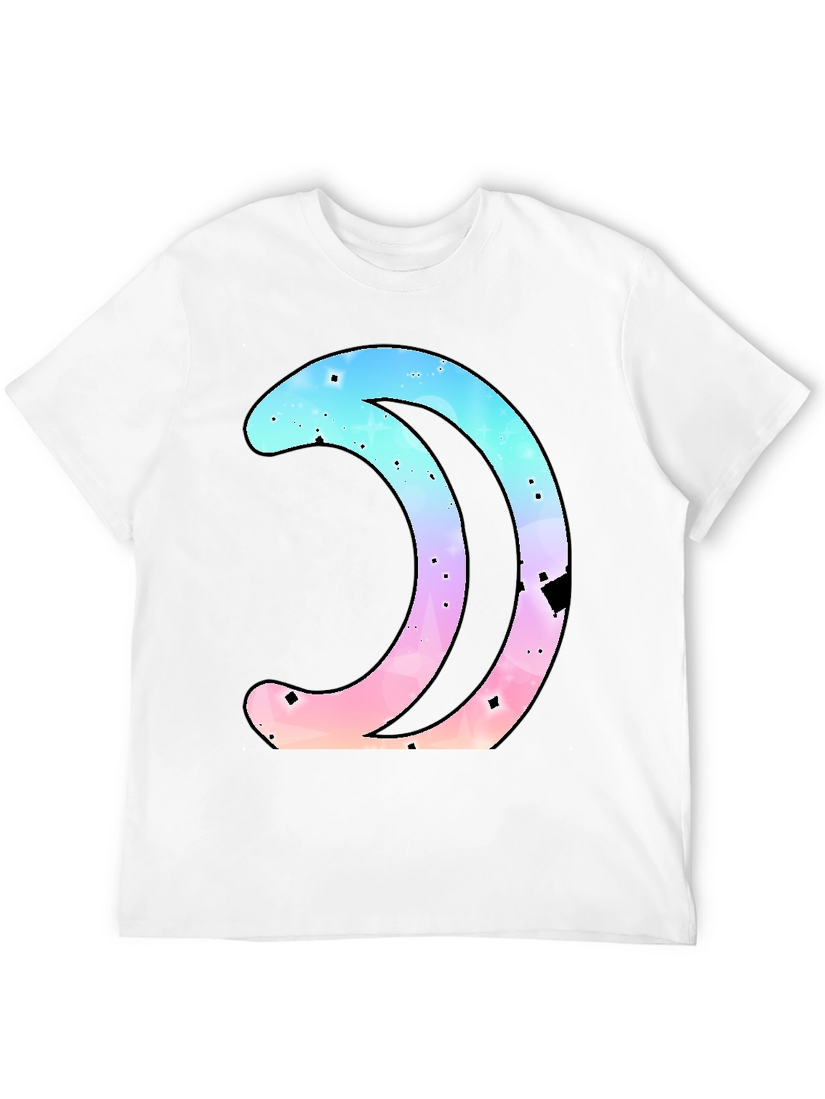 Galaxy Crescent Moon Graphic Black T-Shirt