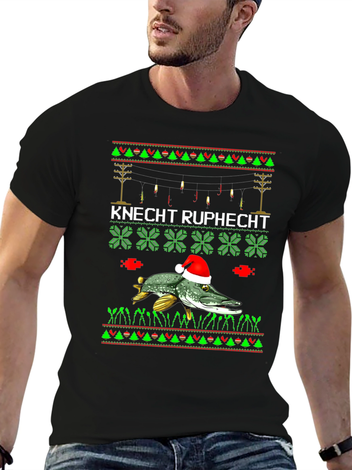 Knecht Ruprecht Fishing Christmas T-Shirt