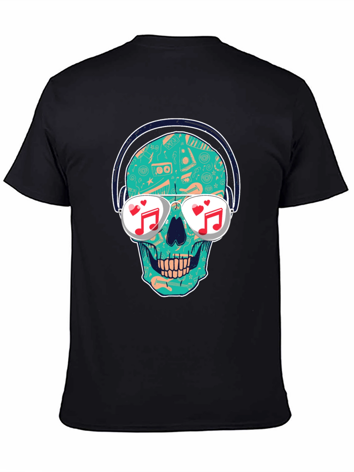 Skull with Headphones Graphic T-Shirt