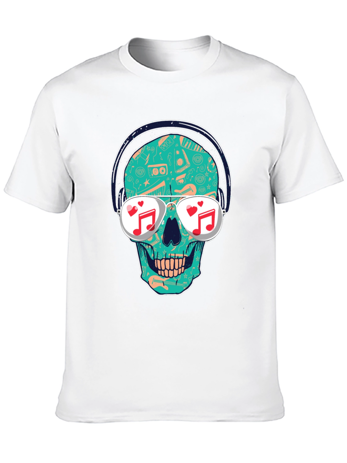 Skull with Headphones Graphic T-Shirt