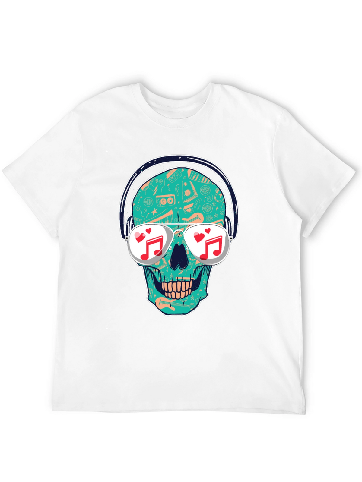 Skull with Headphones Graphic T-Shirt