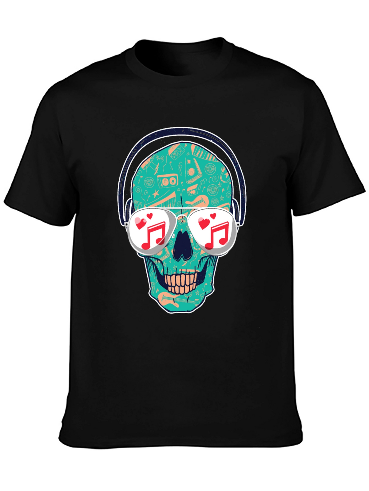 Skull with Headphones Graphic T-Shirt