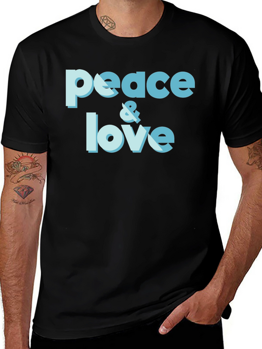 Peace & Love Graphic T-Shirt - Trendy Casual Tee