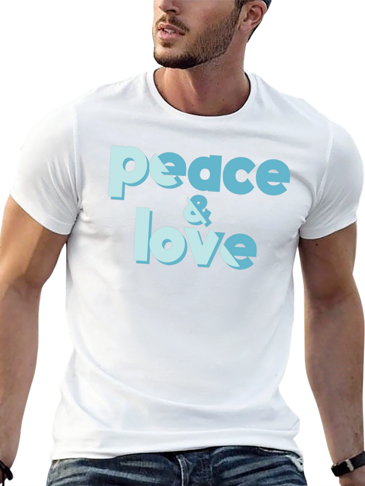 Peace & Love Graphic T-Shirt - Trendy Casual Tee
