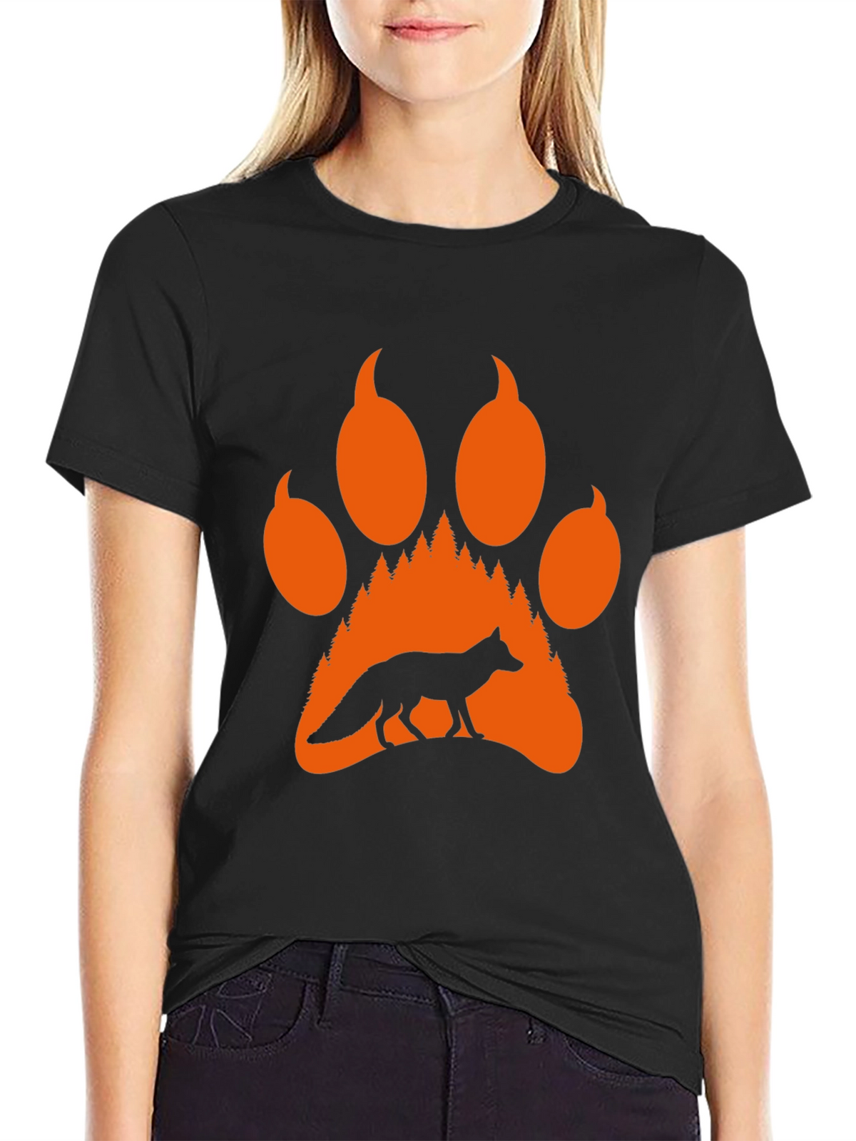 Fox Paw Print T-Shirt - Nature Lover Tee