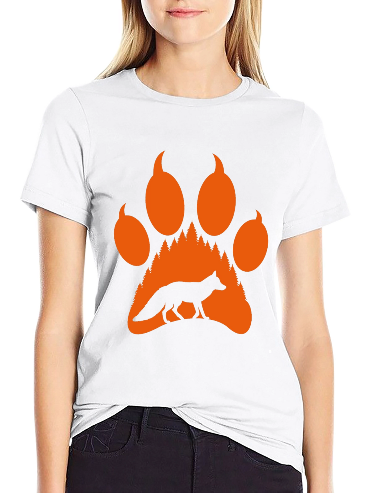 Fox Paw Print T-Shirt - Nature Lover Tee